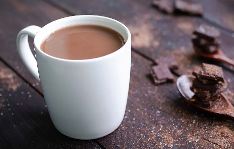 Hot drinks at 1st Street Cafe include hot chocolate