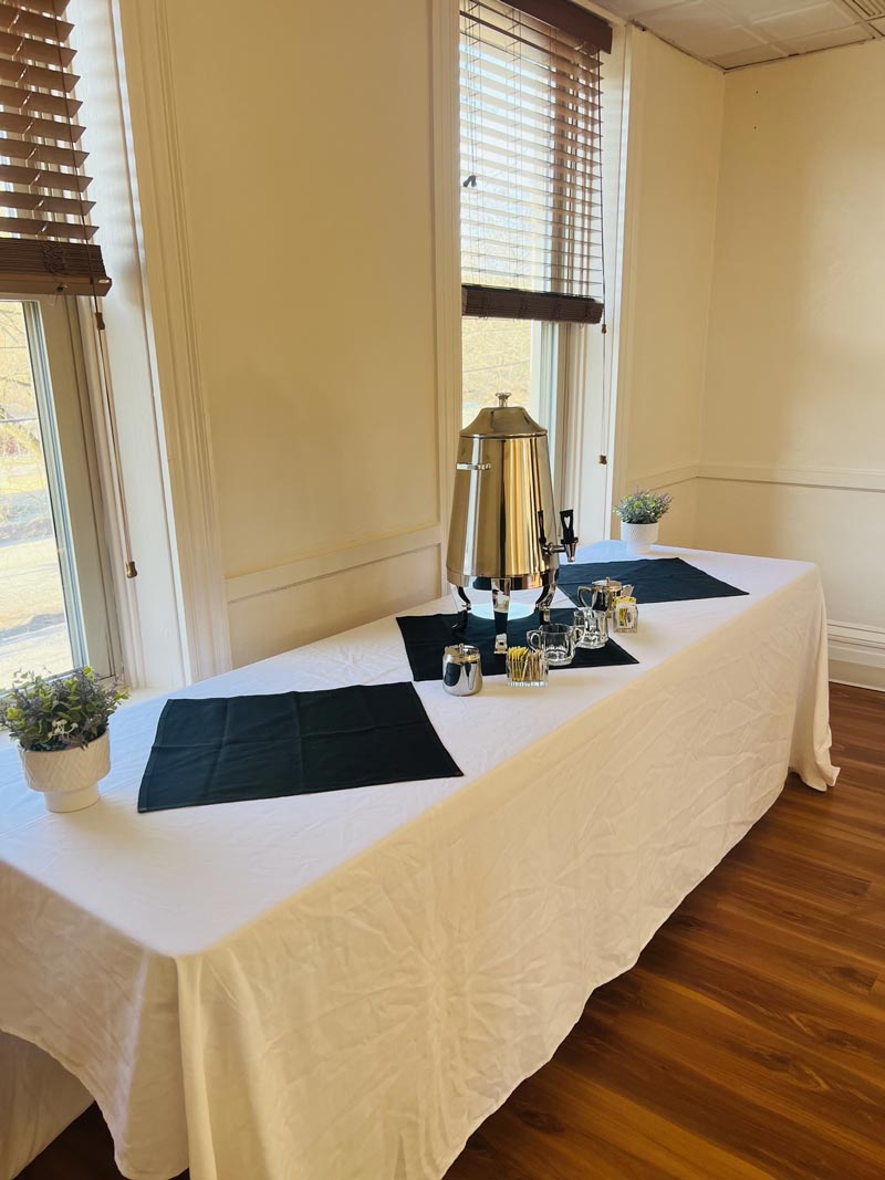 Banquet room table at 1st Street Cafe in Leechburg, PA