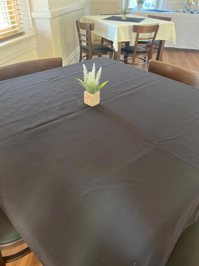 Table setting in banquet room at 1st Street Cafe in Leechburg, PA